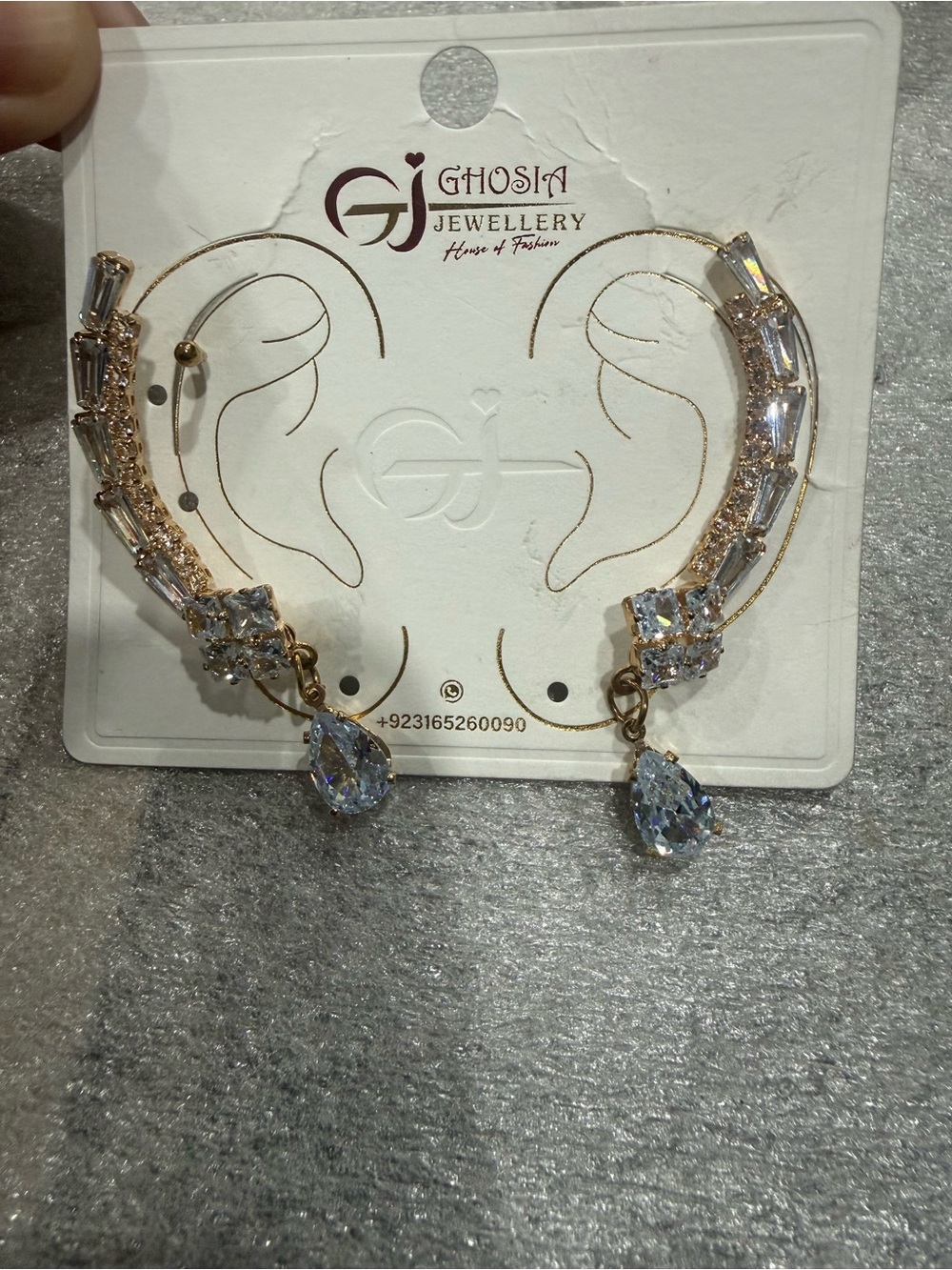 Gallery Gold-Tone Hoop Earrings with Clear Teardrop Crystals
